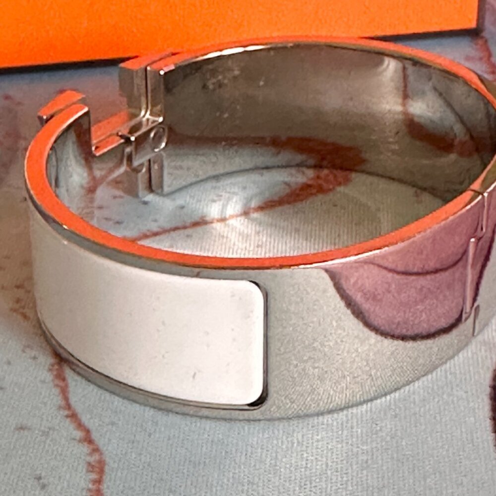 HERMES Clic Clac H bracelet White/Sliver - Picture 12 of 13